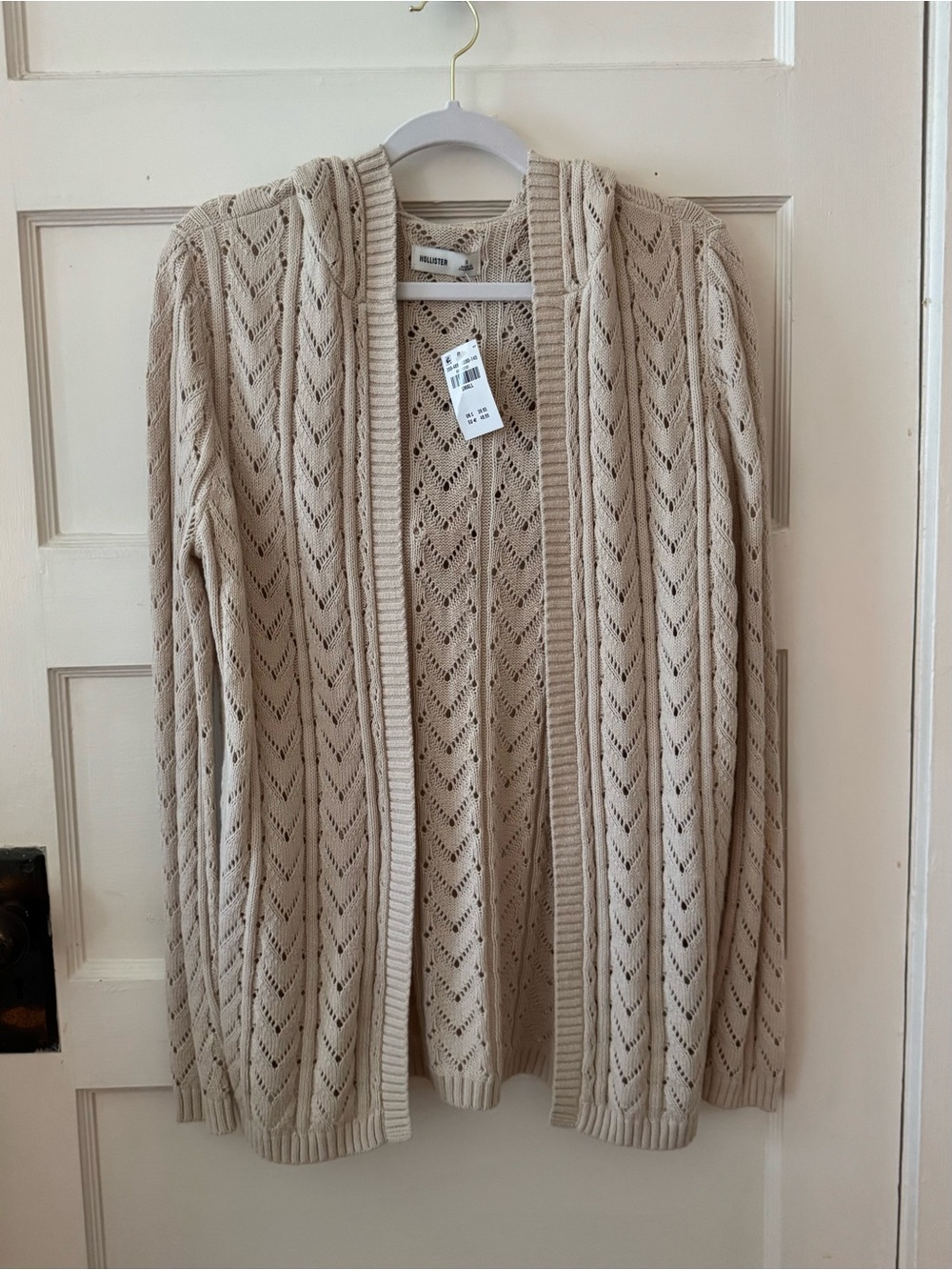 NEW Hollister hoodie cardigan knit beige size Small